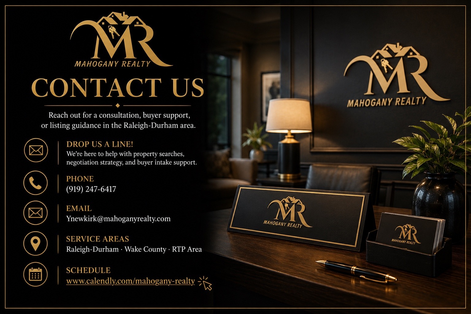 Mahogany Realty contact us information for Raleigh-Durham, Wake County, and RTP area.